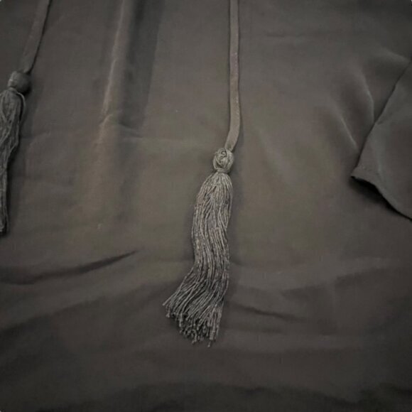 NWT Zac & Rachel Black Long Sleeve Blouse Size Small Lace Up Neckline Sheer Flow - Picture 8 of 15